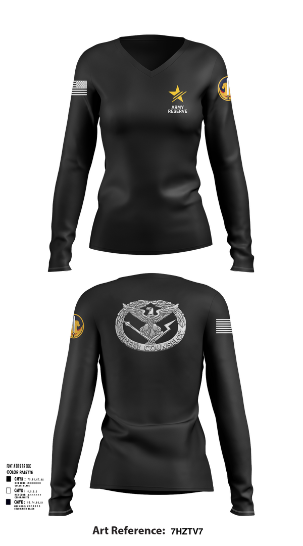 Womens Long Sleeve Vneck Shirt, ARCC, Army, Teamtime, Team time, sublimation, custom sports apparel, team uniforms, spirit wear, spiritwear, sports uniforms, custom shirts, team store, custom team store, fundraiser sports, apparel fundraiser