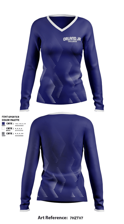 Orland Jr Trojans Cheer 6207473 Women's Long Sleeve V-neck Shirt - 1