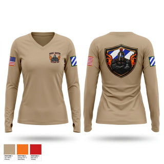 Womens Long Sleeve Vneck Shirt, HHC, DSTB, 3DSB, Army, Teamtime, Team time, sublimation, custom sports apparel, team uniforms, spirit wear, spiritwear, sports uniforms, custom shirts, team store, custom team store, fundraiser sports, apparel fundraiser