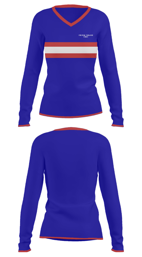 Women's Long Sleeve Vneck Shirt, Five Star Pizza Bee Ridge, , Teamtime, Team time, sublimation, custom sports apparel, team uniforms, spirit wear, spiritwear, sports uniforms, custom shirts, team store, custom team store, fundraiser sports, apparel fundraiser