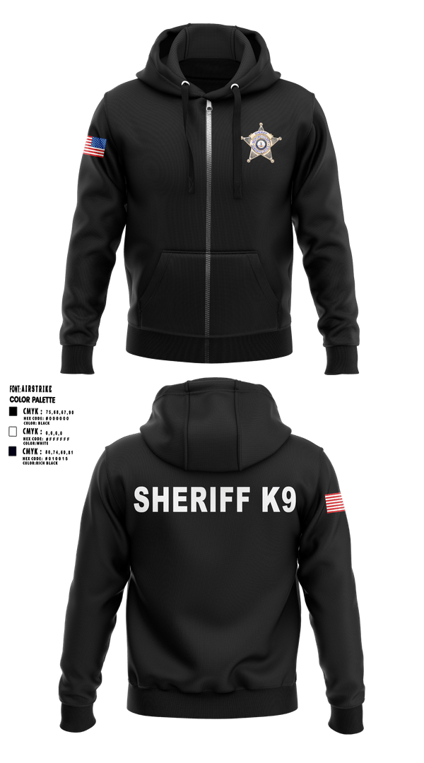Zip Hoodie, Bedford County Sheriff K9 Unit, Police, Teamtime, Team time, sublimation, custom sports apparel, team uniforms, spirit wear, spiritwear, sports uniforms, custom shirts, team store, custom team store, fundraiser sports, apparel fundraiser