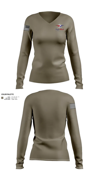 Womens Long Sleeve Vneck Shirt, EAGLEMED, , Teamtime, Team time, sublimation, custom sports apparel, team uniforms, spirit wear, spiritwear, sports uniforms, custom shirts, team store, custom team store, fundraiser sports, apparel fundraiser