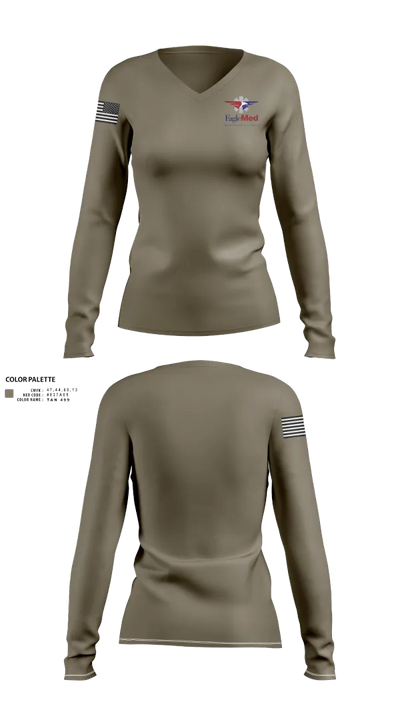EAGLEMED 76763196 Women's Long Sleeve V-neck Shirt - 12