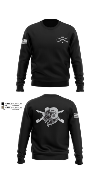 Crew Neck Sweatshirt, Blacksheep Company, 1-112th Infantry, Army, Teamtime, Team time, sublimation, custom sports apparel, team uniforms, spirit wear, spiritwear, sports uniforms, custom shirts, team store, custom team store, fundraiser sports, apparel fundraiser