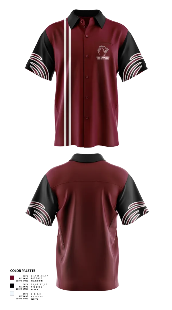 Short Sleeve Bowling Jersey, Biggersville High School, Bowling, Teamtime, Team time, sublimation, custom sports apparel, team uniforms, spirit wear, spiritwear, sports uniforms, custom shirts, team store, custom team store, fundraiser sports, apparel fundraiser