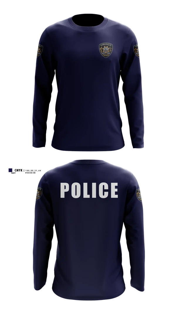 Long Sleeve Performance Shirt, Cresco Police Department, Police, Teamtime, Team time, sublimation, custom sports apparel, team uniforms, spirit wear, spiritwear, sports uniforms, custom shirts, team store, custom team store, fundraiser sports, apparel fundraiser