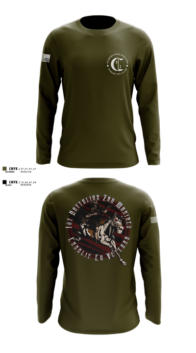 1st Battalion 2nd Marines Charlie Co Veteran 59013691 Long Sleeve Performance Shirt 3