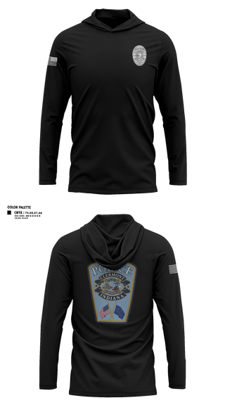 Long Sleeve Performance Shirt with hood, Clermont PD, Police, Teamtime, Team time, sublimation, custom sports apparel, team uniforms, spirit wear, spiritwear, sports uniforms, custom shirts, team store, custom team store, fundraiser sports, apparel fundraiser