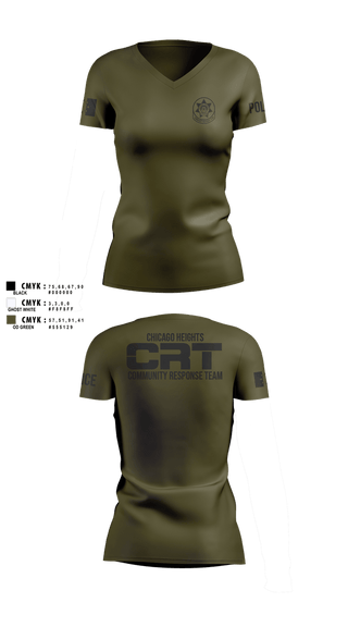 Womens Short Sleeve Vneck Shirt, Chicago Heights Community Response Team, Police, Teamtime, Team time, sublimation, custom sports apparel, team uniforms, spirit wear, spiritwear, sports uniforms, custom shirts, team store, custom team store, fundraiser sports, apparel fundraiser