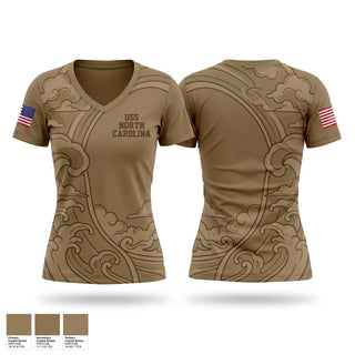 Womens Short Sleeve Vneck Shirt, USS NORTH CAROLINA, Navy, Teamtime, Team time, sublimation, custom sports apparel, team uniforms, spirit wear, spiritwear, sports uniforms, custom shirts, team store, custom team store, fundraiser sports, apparel fundraiser