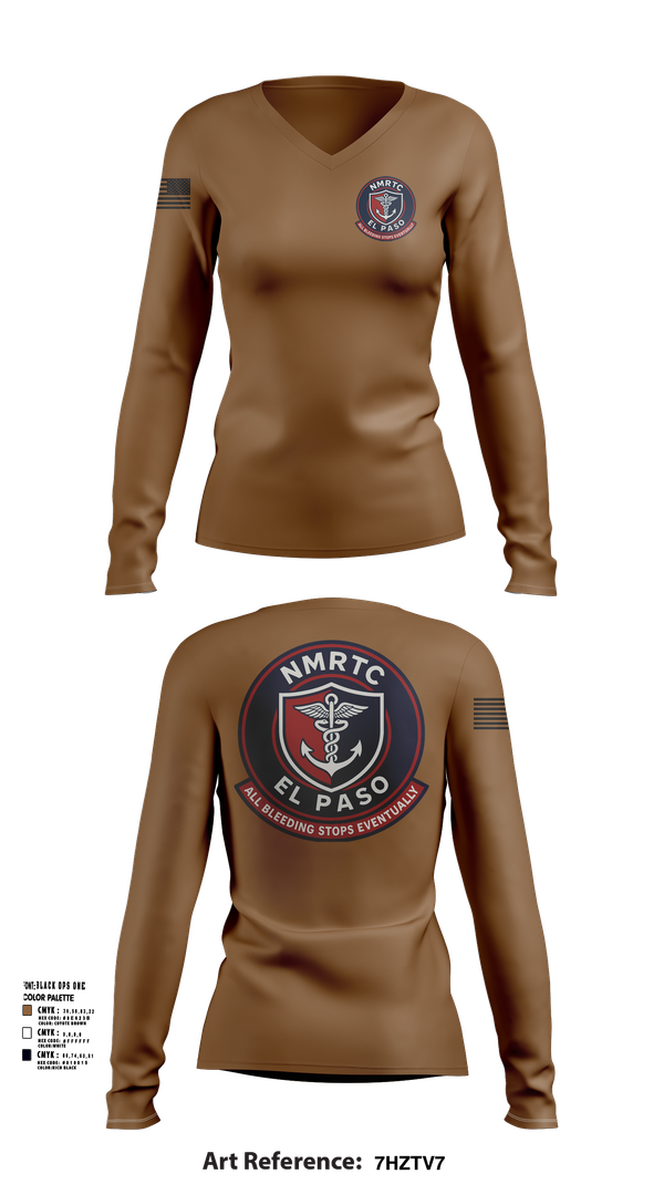 Womens Long Sleeve Vneck Shirt, NMRTC El Paso, , Teamtime, Team time, sublimation, custom sports apparel, team uniforms, spirit wear, spiritwear, sports uniforms, custom shirts, team store, custom team store, fundraiser sports, apparel fundraiser