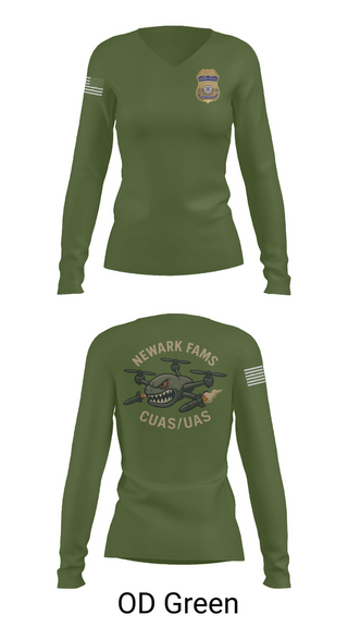 Womens Long Sleeve Vneck Shirt, Newark FAMS, , Teamtime, Team time, sublimation, custom sports apparel, team uniforms, spirit wear, spiritwear, sports uniforms, custom shirts, team store, custom team store, fundraiser sports, apparel fundraiser