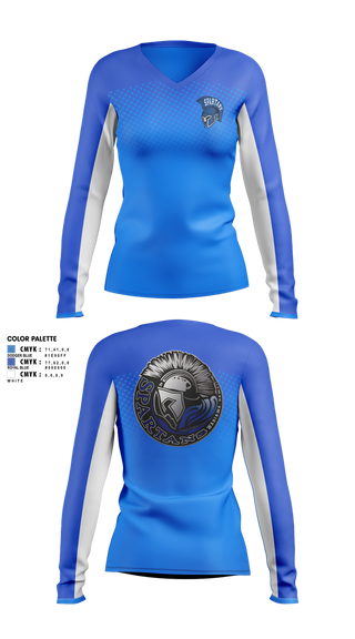 Womens Long Sleeve Vneck Shirt, WMS SPRATANS, Cheer, Teamtime, Team time, sublimation, custom sports apparel, team uniforms, spirit wear, spiritwear, sports uniforms, custom shirts, team store, custom team store, fundraiser sports, apparel fundraiser