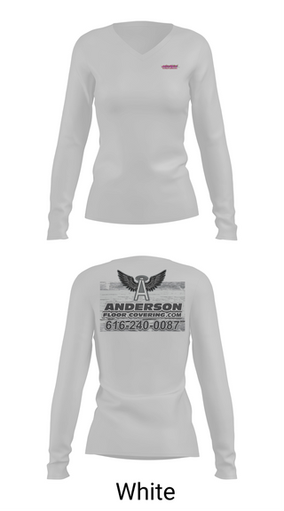 Womens Long Sleeve Vneck Shirt, Anderson Floor Covering, , Teamtime, Team time, sublimation, custom sports apparel, team uniforms, spirit wear, spiritwear, sports uniforms, custom shirts, team store, custom team store, fundraiser sports, apparel fundraiser