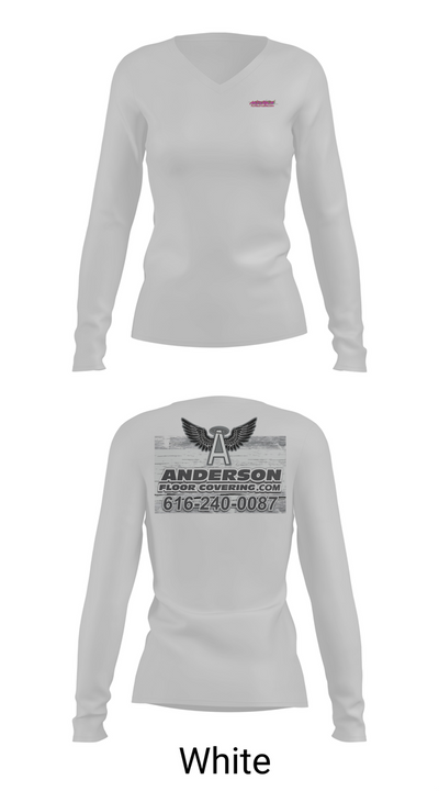 Anderson Floor Covering 8318622 Women's Long Sleeve V-neck Shirt - 16