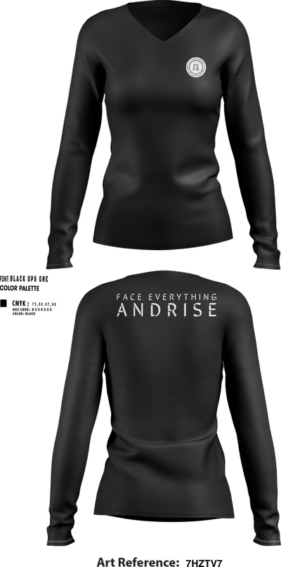 FearLifestyle 46237341 Women's Long Sleeve V-neck Shirt - 102