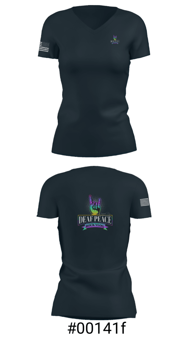 Women's Short Sleeve Vneck Shirt, DeafPeaceRockVlog, , Teamtime, Team time, sublimation, custom sports apparel, team uniforms, spirit wear, spiritwear, sports uniforms, custom shirts, team store, custom team store, fundraiser sports, apparel fundraiser