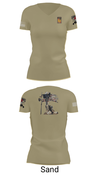 Women's Short Sleeve Vneck Shirt, 18th FA BDE Airborne, Army, Teamtime, Team time, sublimation, custom sports apparel, team uniforms, spirit wear, spiritwear, sports uniforms, custom shirts, team store, custom team store, fundraiser sports, apparel fundraiser