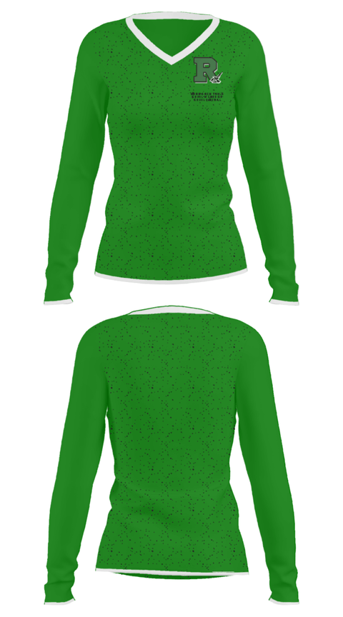 Women's Long Sleeve Vneck Shirt, Rapoport Academy Public School-Meyer High School Basketball, Women's Basketball, Teamtime, Team time, sublimation, custom sports apparel, team uniforms, spirit wear, spiritwear, sports uniforms, custom shirts, team store, custom team store, fundraiser sports, apparel fundraiser