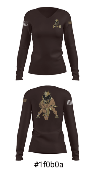 Women's Long Sleeve Vneck Shirt, TRENCH WARRIORS, Football, Teamtime, Team time, sublimation, custom sports apparel, team uniforms, spirit wear, spiritwear, sports uniforms, custom shirts, team store, custom team store, fundraiser sports, apparel fundraiser