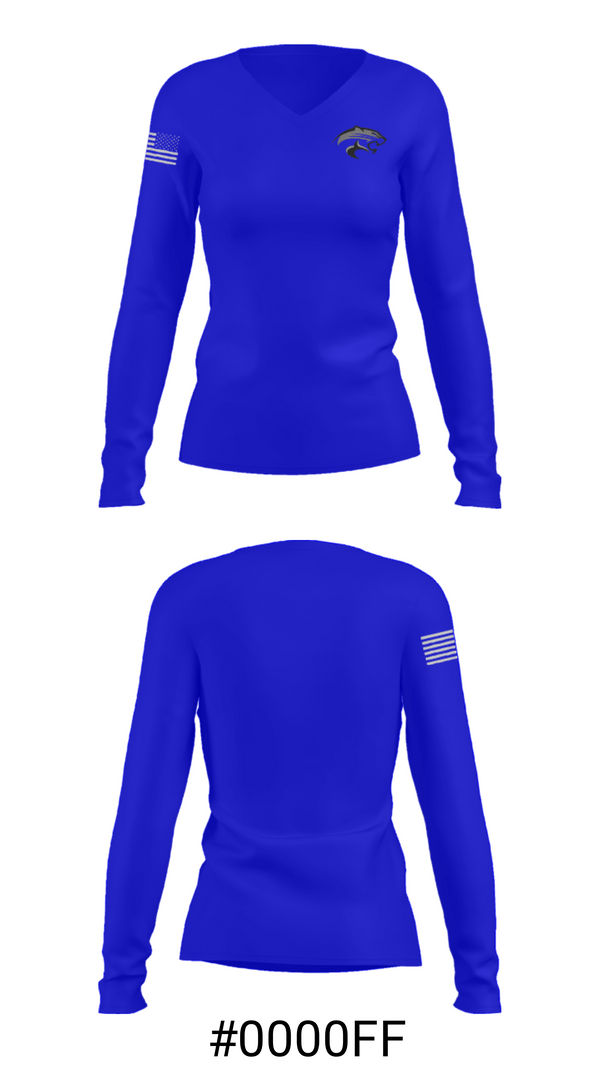 Women's Long Sleeve Vneck Shirt, White Pine Middle School, Spirit Store, Teamtime, Team time, sublimation, custom sports apparel, team uniforms, spirit wear, spiritwear, sports uniforms, custom shirts, team store, custom team store, fundraiser sports, apparel fundraiser