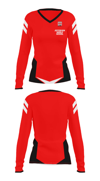 Women's Long Sleeve Vneck Shirt, Jefferson Middle School, Spirit Store, Teamtime, Team time, sublimation, custom sports apparel, team uniforms, spirit wear, spiritwear, sports uniforms, custom shirts, team store, custom team store, fundraiser sports, apparel fundraiser