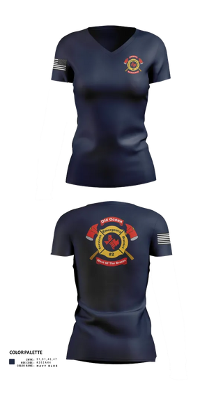 Womens Short Sleeve Vneck Shirt, Old Ocean Fire Department, Fire Department, Teamtime, Team time, sublimation, custom sports apparel, team uniforms, spirit wear, spiritwear, sports uniforms, custom shirts, team store, custom team store, fundraiser sports, apparel fundraiser