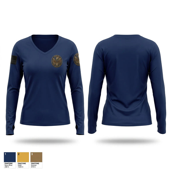 Womens Long Sleeve Vneck Shirt, MUSC Ops Support, Police, Teamtime, Team time, sublimation, custom sports apparel, team uniforms, spirit wear, spiritwear, sports uniforms, custom shirts, team store, custom team store, fundraiser sports, apparel fundraiser