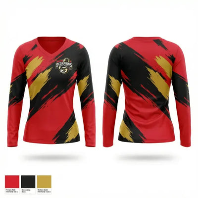 Lexington Scorpions 91581042 Women's Long Sleeve V-neck Shirt - 1
