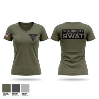 Womens Short Sleeve Vneck Shirt, Gila County Regional SWAT, Police, Teamtime, Team time, sublimation, custom sports apparel, team uniforms, spirit wear, spiritwear, sports uniforms, custom shirts, team store, custom team store, fundraiser sports, apparel fundraiser
