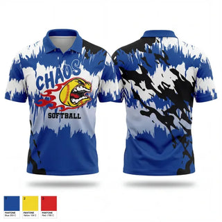 Short Sleeve Performance Polo, Chaos, Softball, Teamtime, Team time, sublimation, custom sports apparel, team uniforms, spirit wear, spiritwear, sports uniforms, custom shirts, team store, custom team store, fundraiser sports, apparel fundraiser
