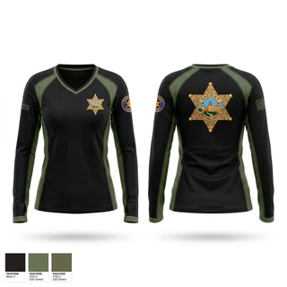 Womens Long Sleeve Vneck Shirt, Camarillo Special Enforcement Unit, Police, Teamtime, Team time, sublimation, custom sports apparel, team uniforms, spirit wear, spiritwear, sports uniforms, custom shirts, team store, custom team store, fundraiser sports, apparel fundraiser