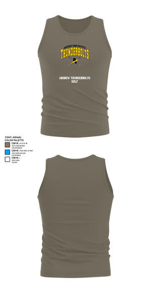 Tank Top, Andrew Thunderbolts Golf, Golf, Teamtime, Team time, sublimation, custom sports apparel, team uniforms, spirit wear, spiritwear, sports uniforms, custom shirts, team store, custom team store, fundraiser sports, apparel fundraiser