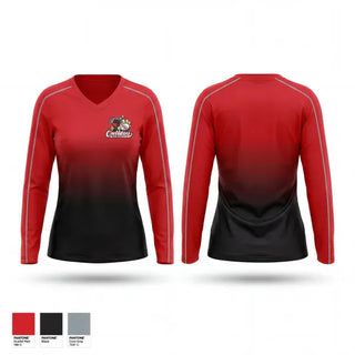 Womens Long Sleeve Vneck Shirt, Houston Outlaws, Baseball, Teamtime, Team time, sublimation, custom sports apparel, team uniforms, spirit wear, spiritwear, sports uniforms, custom shirts, team store, custom team store, fundraiser sports, apparel fundraiser