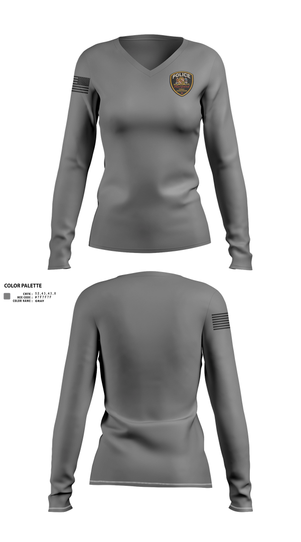 Womens Long Sleeve Vneck Shirt, MTA, Police, Teamtime, Team time, sublimation, custom sports apparel, team uniforms, spirit wear, spiritwear, sports uniforms, custom shirts, team store, custom team store, fundraiser sports, apparel fundraiser