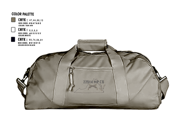 Duffle Bag, 229th mp co, Army, Teamtime, Team time, sublimation, custom sports apparel, team uniforms, spirit wear, spiritwear, sports uniforms, custom shirts, team store, custom team store, fundraiser sports, apparel fundraiser