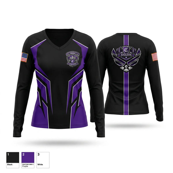 Womens Long Sleeve Vneck Shirt, CHS SC-873rd, Air Force, Teamtime, Team time, sublimation, custom sports apparel, team uniforms, spirit wear, spiritwear, sports uniforms, custom shirts, team store, custom team store, fundraiser sports, apparel fundraiser