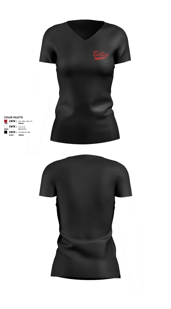 Womens Short Sleeve Vneck Shirt, Bluegrass Lightning Belles, Softball, Teamtime, Team time, sublimation, custom sports apparel, team uniforms, spirit wear, spiritwear, sports uniforms, custom shirts, team store, custom team store, fundraiser sports, apparel fundraiser