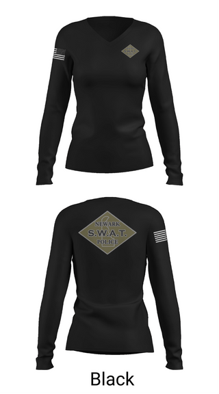 Womens Long Sleeve Vneck Shirt, Newark SWAT, Police, Teamtime, Team time, sublimation, custom sports apparel, team uniforms, spirit wear, spiritwear, sports uniforms, custom shirts, team store, custom team store, fundraiser sports, apparel fundraiser