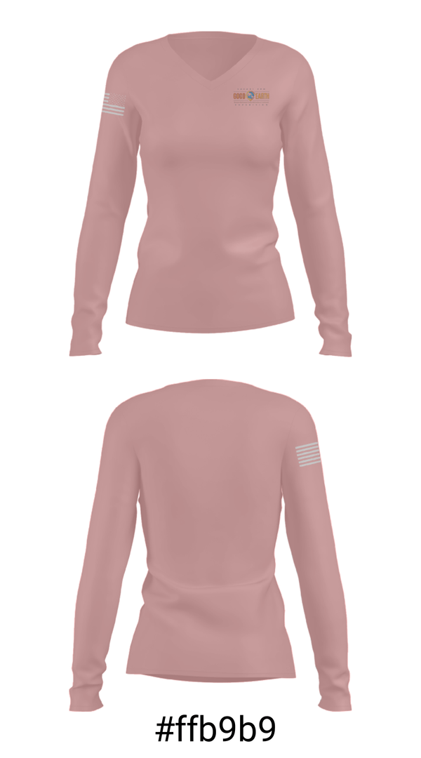 Women's Long Sleeve Vneck Shirt, Good Earth Expedition, , Teamtime, Team time, sublimation, custom sports apparel, team uniforms, spirit wear, spiritwear, sports uniforms, custom shirts, team store, custom team store, fundraiser sports, apparel fundraiser