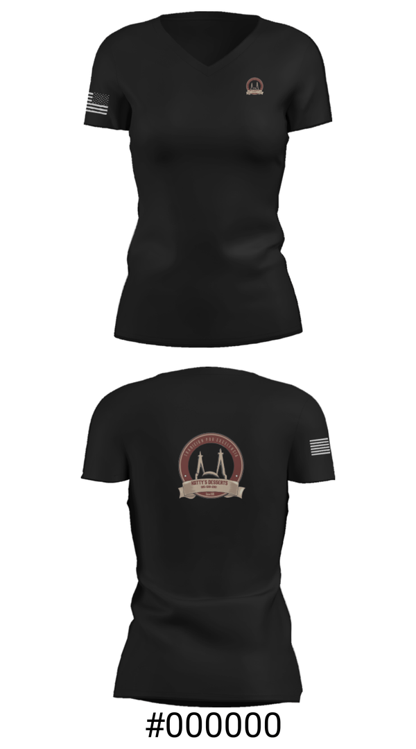 Women's Short Sleeve Vneck Shirt, Kattys Desserts, , Teamtime, Team time, sublimation, custom sports apparel, team uniforms, spirit wear, spiritwear, sports uniforms, custom shirts, team store, custom team store, fundraiser sports, apparel fundraiser