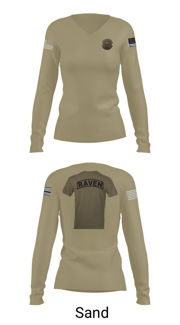 Women's Long Sleeve Vneck Shirt, , Air Force, Teamtime, Team time, sublimation, custom sports apparel, team uniforms, spirit wear, spiritwear, sports uniforms, custom shirts, team store, custom team store, fundraiser sports, apparel fundraiser