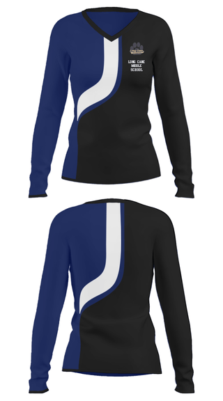 Women's Long Sleeve Vneck Shirt, Long Cane Middle School, Spirit Store, Teamtime, Team time, sublimation, custom sports apparel, team uniforms, spirit wear, spiritwear, sports uniforms, custom shirts, team store, custom team store, fundraiser sports, apparel fundraiser