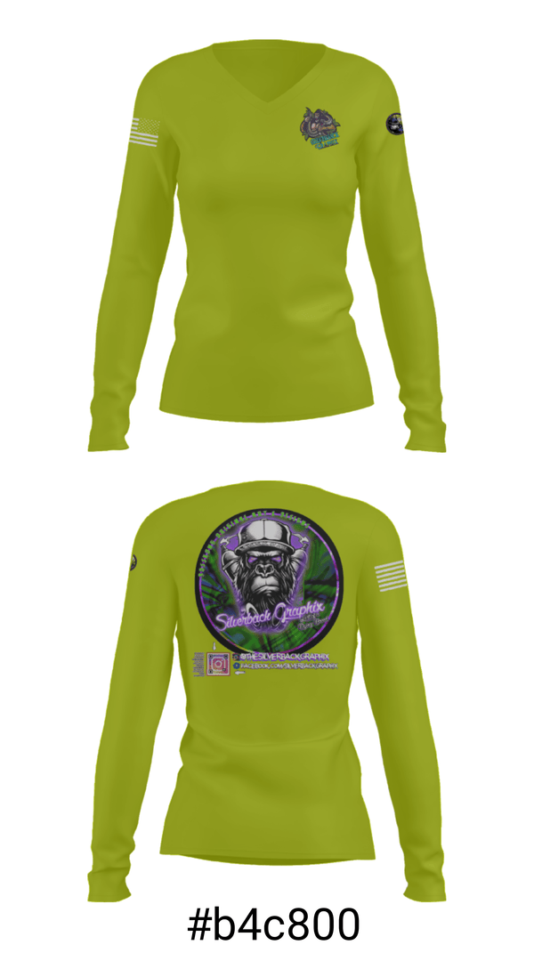 Women's Long Sleeve Vneck Shirt, Silverback Graphix, , Teamtime, Team time, sublimation, custom sports apparel, team uniforms, spirit wear, spiritwear, sports uniforms, custom shirts, team store, custom team store, fundraiser sports, apparel fundraiser
