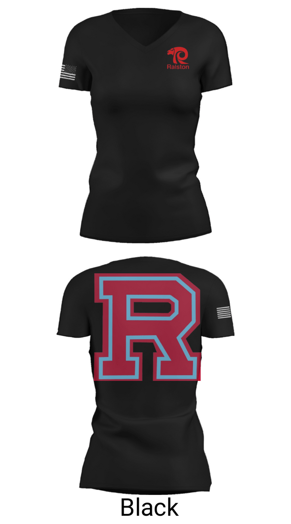 Women's Short Sleeve Vneck Shirt, Ralston High School Wrestling, Wrestling, Teamtime, Team time, sublimation, custom sports apparel, team uniforms, spirit wear, spiritwear, sports uniforms, custom shirts, team store, custom team store, fundraiser sports, apparel fundraiser
