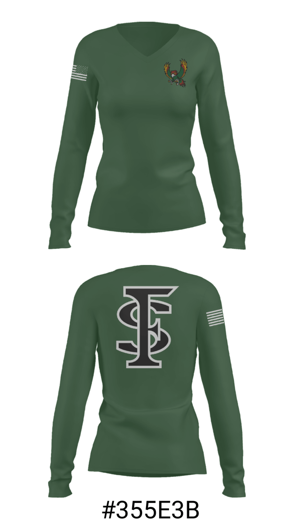 Women's Long Sleeve Vneck Shirt, Lawrence Free State High School Gymnastics, Spirit Store, Teamtime, Team time, sublimation, custom sports apparel, team uniforms, spirit wear, spiritwear, sports uniforms, custom shirts, team store, custom team store, fundraiser sports, apparel fundraiser