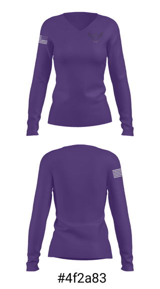 Women's Long Sleeve Vneck Shirt, Seymour High School Gymnastics, Spirit Store, Teamtime, Team time, sublimation, custom sports apparel, team uniforms, spirit wear, spiritwear, sports uniforms, custom shirts, team store, custom team store, fundraiser sports, apparel fundraiser
