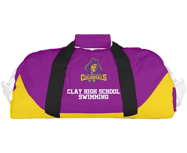Duffle Bag, Clay High School Swimming, Swimming, Teamtime, Team time, sublimation, custom sports apparel, team uniforms, spirit wear, spiritwear, sports uniforms, custom shirts, team store, custom team store, fundraiser sports, apparel fundraiser