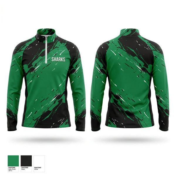 Quarter Zip Jacket, Sharks, Men's Soccer, Teamtime, Team time, sublimation, custom sports apparel, team uniforms, spirit wear, spiritwear, sports uniforms, custom shirts, team store, custom team store, fundraiser sports, apparel fundraiser