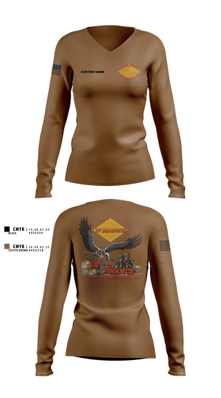Womens Long Sleeve Vneck Shirt, 37th FICO, Army, Teamtime, Team time, sublimation, custom sports apparel, team uniforms, spirit wear, spiritwear, sports uniforms, custom shirts, team store, custom team store, fundraiser sports, apparel fundraiser